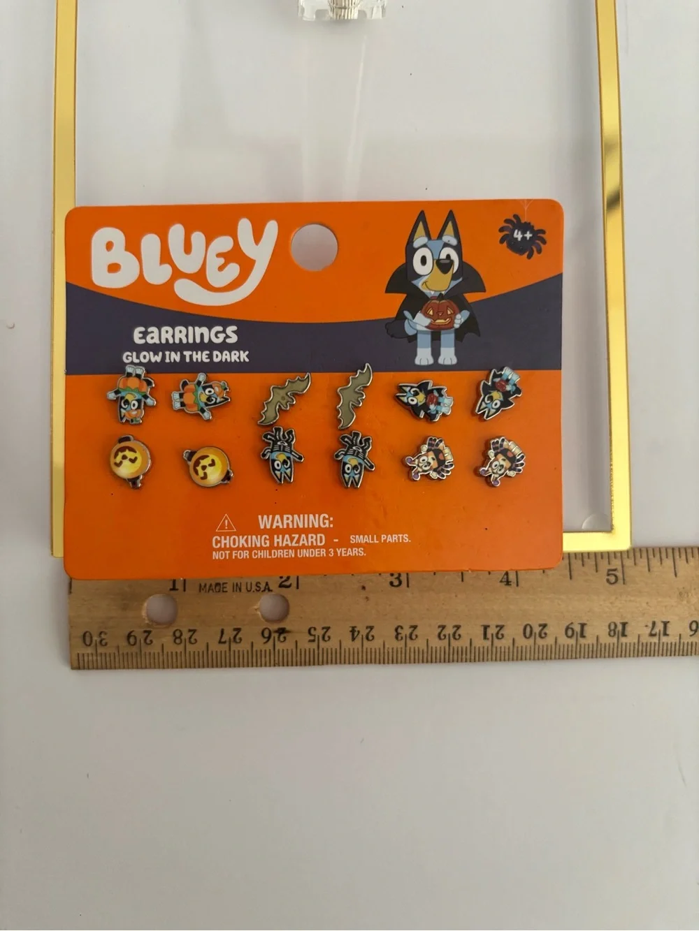 Bluey Kids Halloween Earring Set – Orange & Blue Glow-In-The-Dark